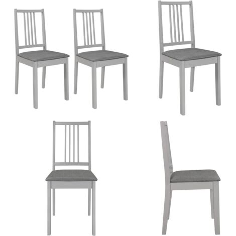 Sillas de comedor con cojines de madera maciza gris 2 unidades - Sillas de madera - Sillas con cojín