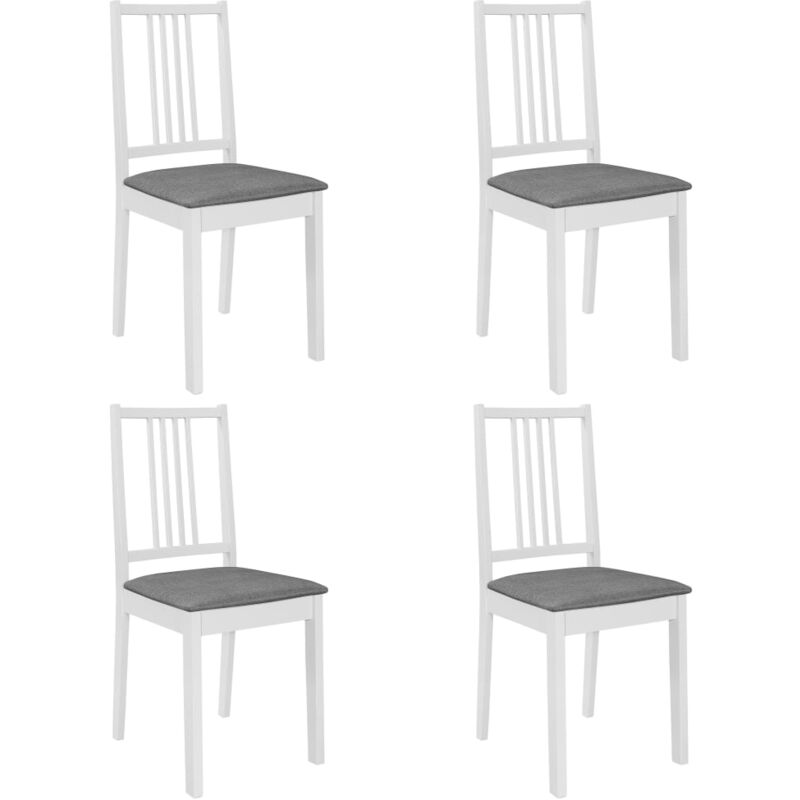 

vidaXL Madera Maciza Sillas de Comedor con Cojines Blanca 4 Unidades - Blanco