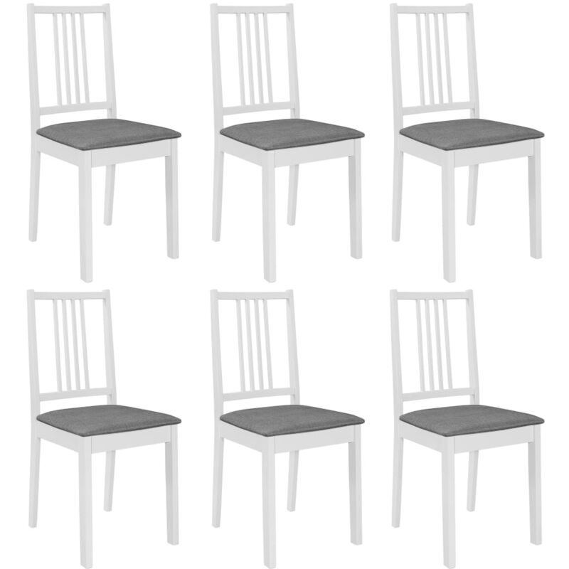 

vidaXL Madera Maciza Sillas de Comedor con Cojines Blanca 6 Unidades - Blanco