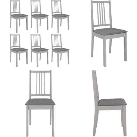 Sillas de comedor con cojines madera maciza gris 6 unidades - Sillas de madera - Sillas con cojín