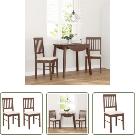 Sillas de comedor con cojines -  Sillas de comedor con cojines 2 uds madera maciza marrón caucho