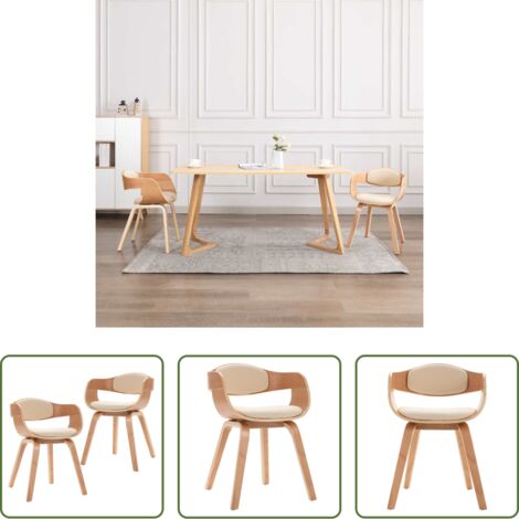 Sillas de comedor con cuero sintético -  Sillas de comedor 2 unidades madera curvada y cuero sintético