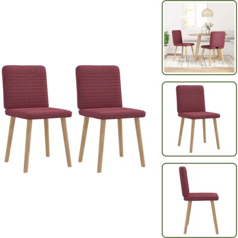 Sillas de comedor con espuma - vidaXL Sillas de comedor 2 unidades tela rojo tinto - Sillas de comedor de tela