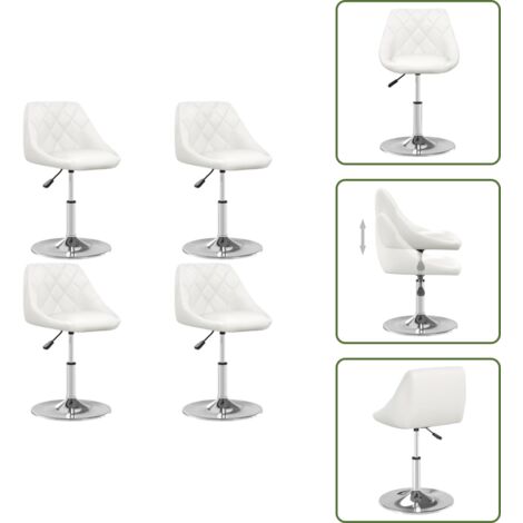 Sillas de comedor con gas - vidaXL Sillas de comedor 4 unidades cuero sintético blanco - Sillas de comedor giratorias