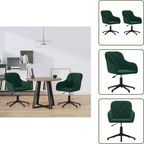 Sillas de comedor con giro 360 grados - vidaXL Sillas de comedor giratorias 2 unidades terciopelo verde oscuro -