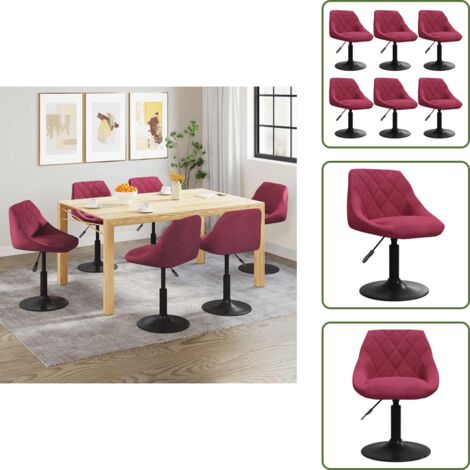 Sillas de comedor con giro - vidaXL Sillas de comedor giratorias 6 unidades terciopelo rojo tinto - Sillas de comedor ajustables