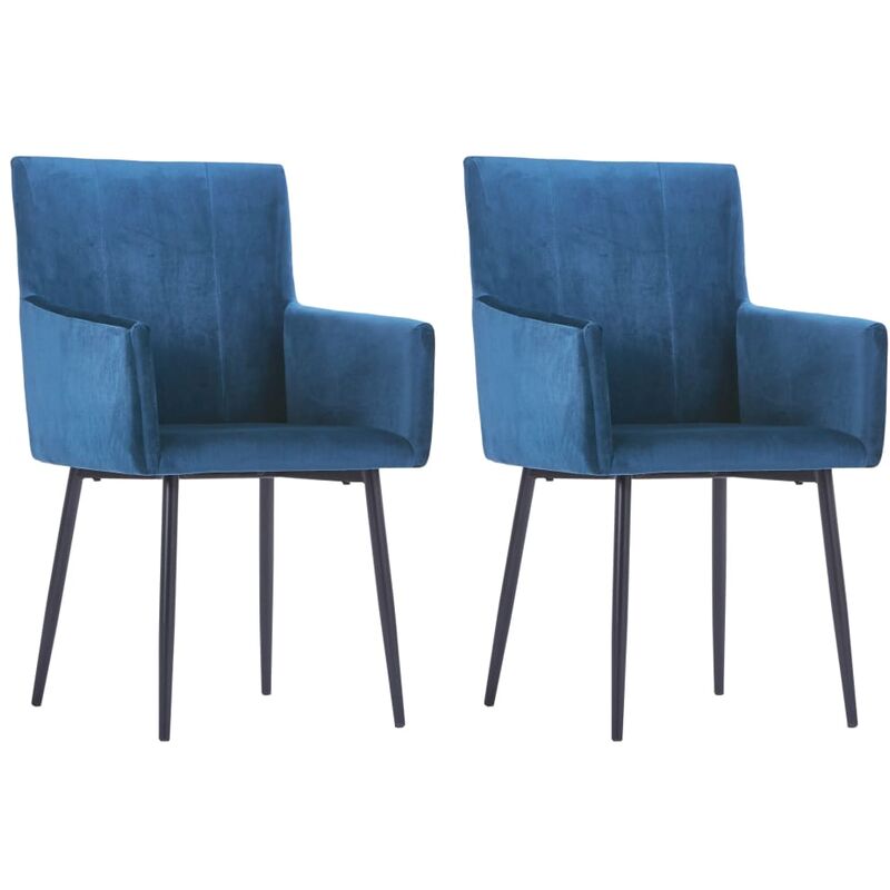 

Sillas de comedor con reposabrazos 2 uds terciopelo azul