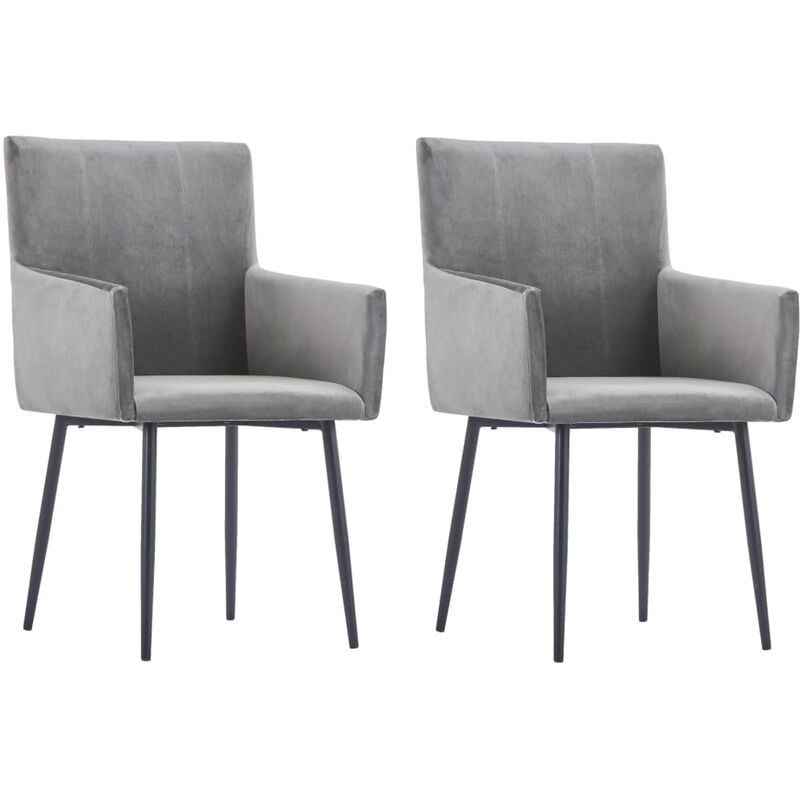 

Sillas de comedor con reposabrazos 2 uds terciopelo gris