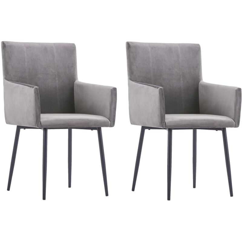 

Sillas de comedor con reposabrazos 2 uds terciopelo gris - Gris