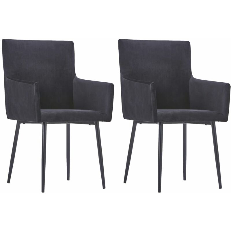 

Sillas de comedor con reposabrazos 2 uds terciopelo negro - Negro
