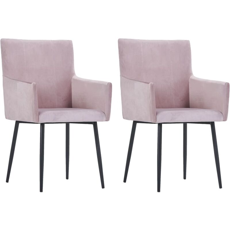 

Sillas de comedor con reposabrazos 2 uds terciopelo rosa