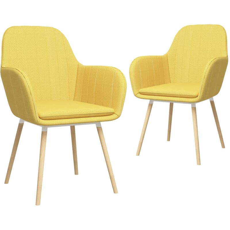 

Sillas de comedor con reposabrazos 2 unidades tela amarillo