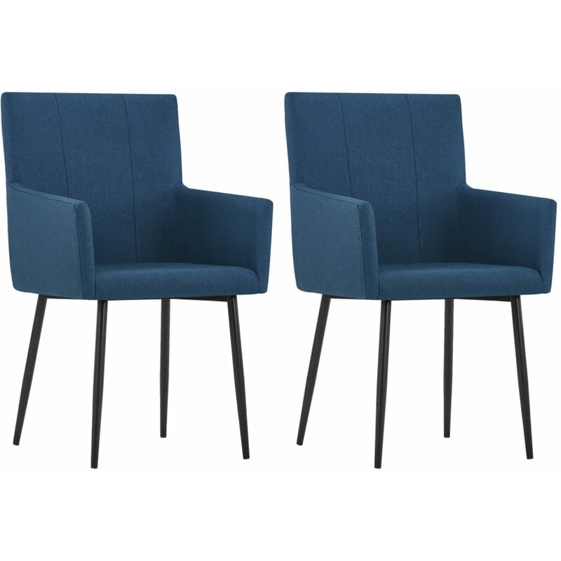 

Sillas de comedor con reposabrazos 2 unidades tela azul - Azul