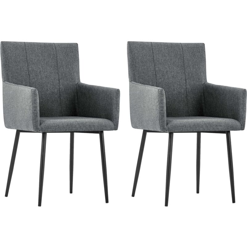 

Sillas de comedor con reposabrazos 2 unidades tela gris oscuro