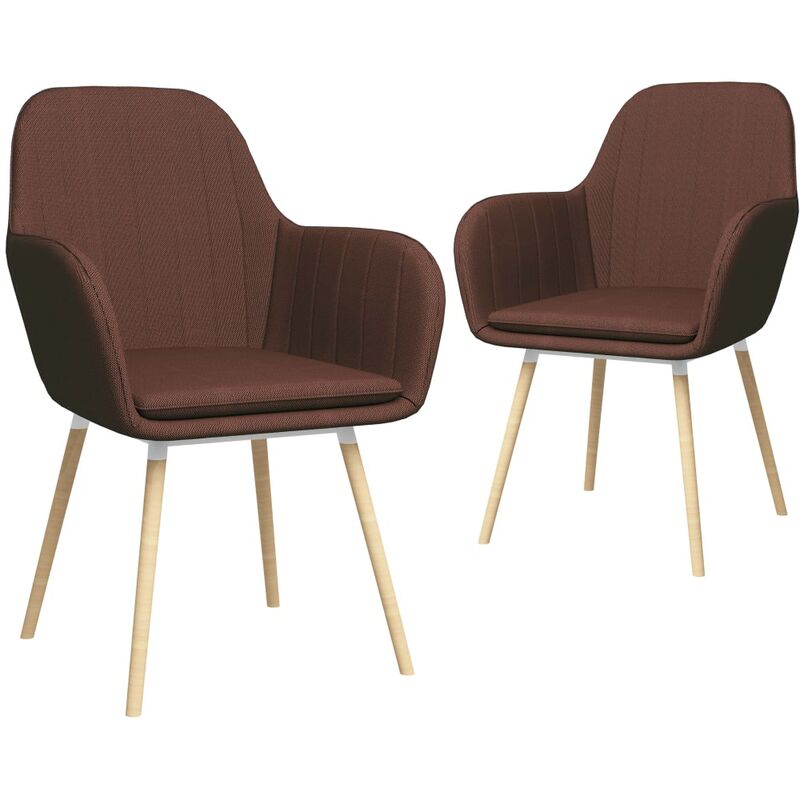 

Sillas de comedor con reposabrazos 2 unidades tela marrón