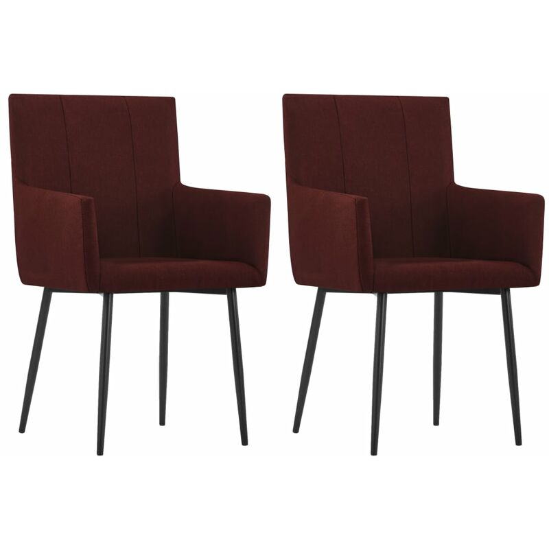 

Sillas de comedor con reposabrazos 2 unidades tela rojo vino