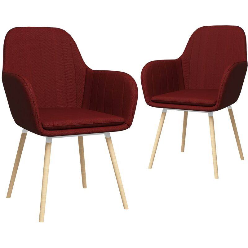 

Sillas de comedor con reposabrazos 2 unidades tela rojo vino