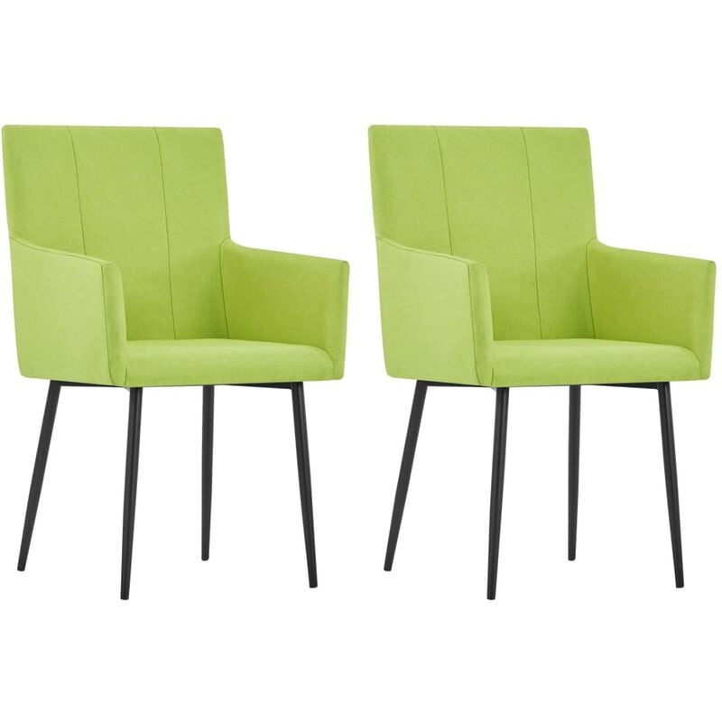 

Sillas de comedor con reposabrazos 2 unidades tela verde