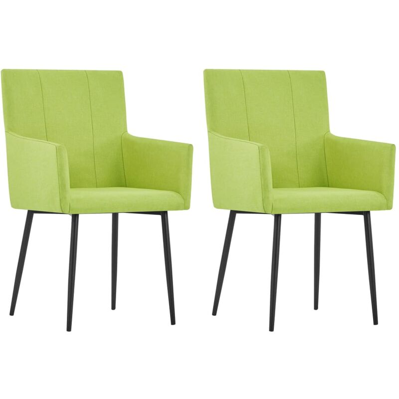 

Sillas de comedor con reposabrazos 2 unidades tela verde - Verde