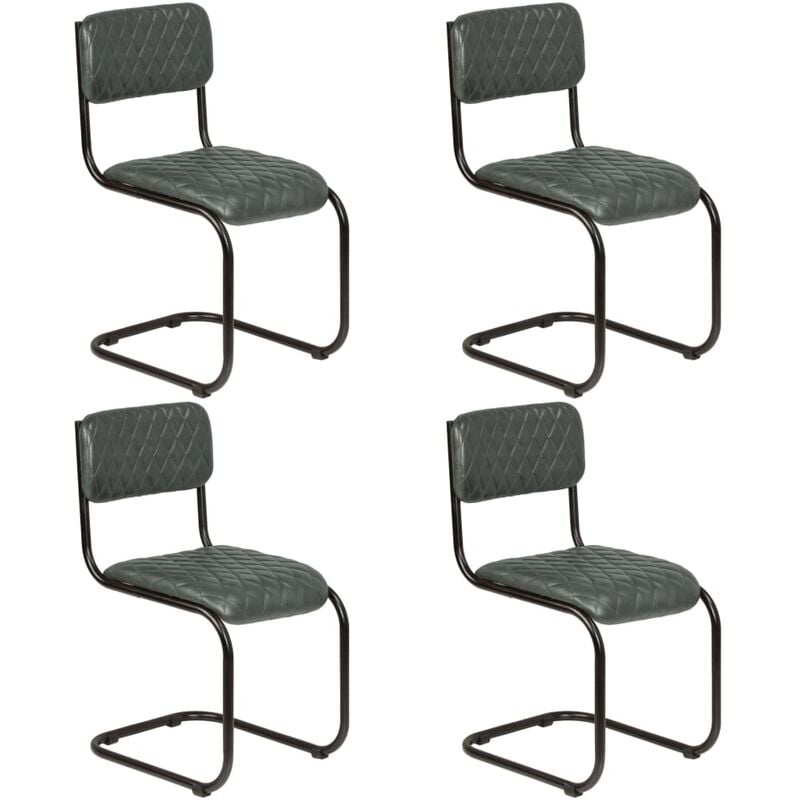 

Sillas de comedor con reposabrazos 4 uds cuero autentico gris