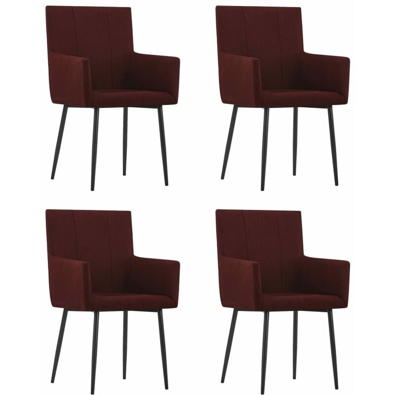 

Sillas de comedor con reposabrazos 4 uds tela color vino tinto