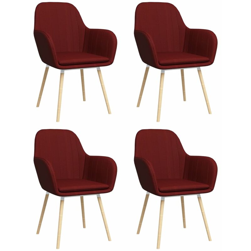 

Sillas de comedor con reposabrazos 4 uds tela color vino tinto