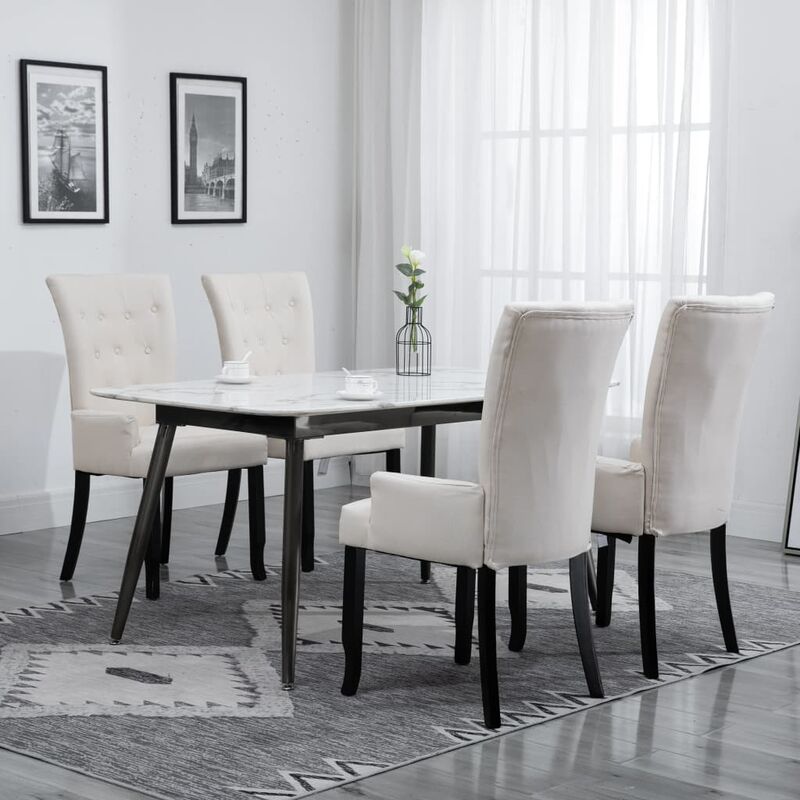 

Youthup - Sillas de comedor con reposabrazos 4 unidades de tela beige - Beige