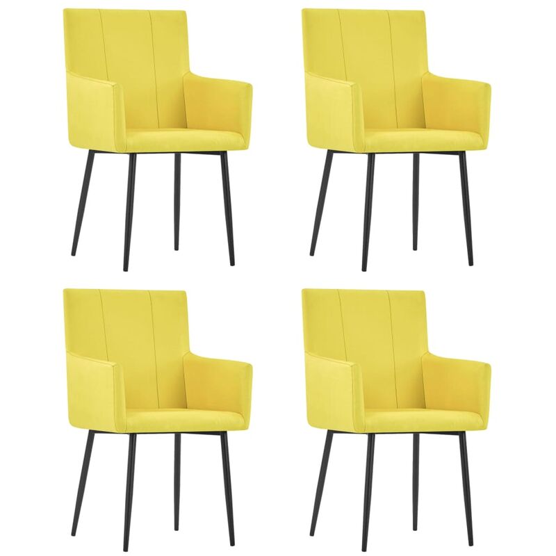 

Sillas de comedor con reposabrazos 4 unidades tela amarillo
