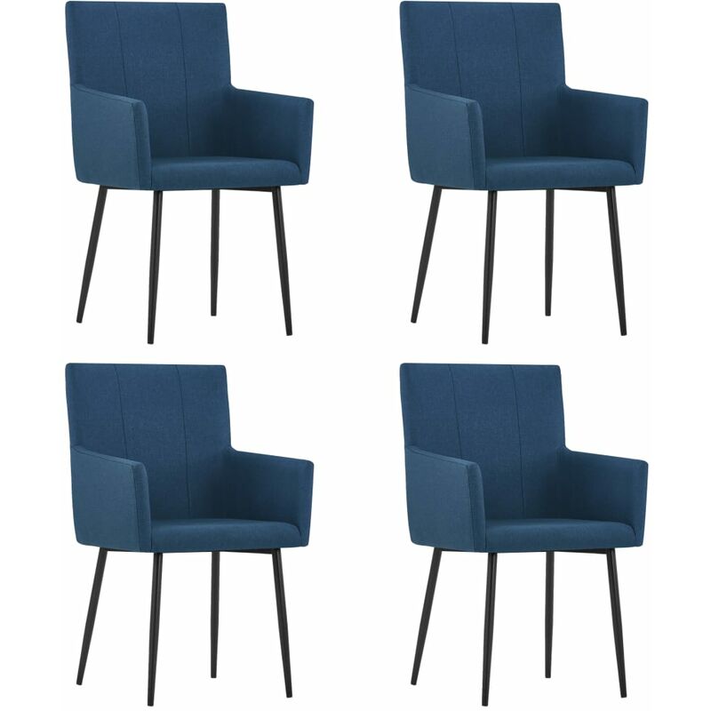 

Sillas de comedor con reposabrazos 4 unidades tela azul