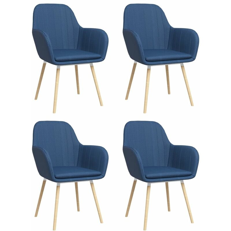 

Sillas de comedor con reposabrazos 4 unidades tela azul