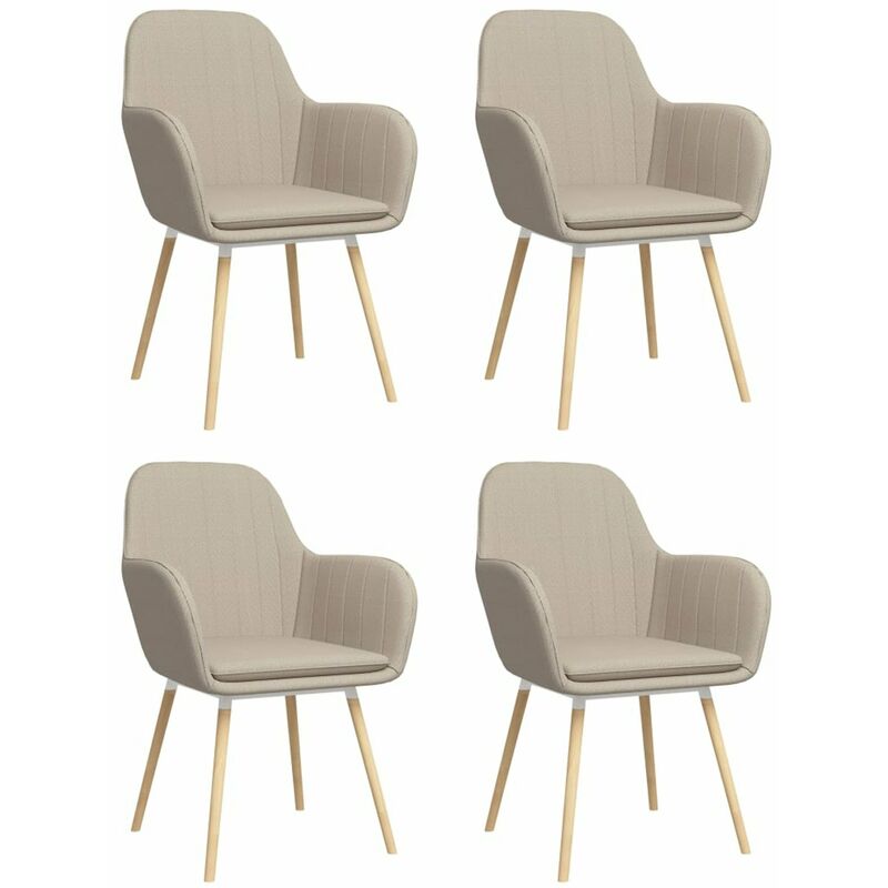 

Sillas de comedor con reposabrazos 4 unidades tela crema