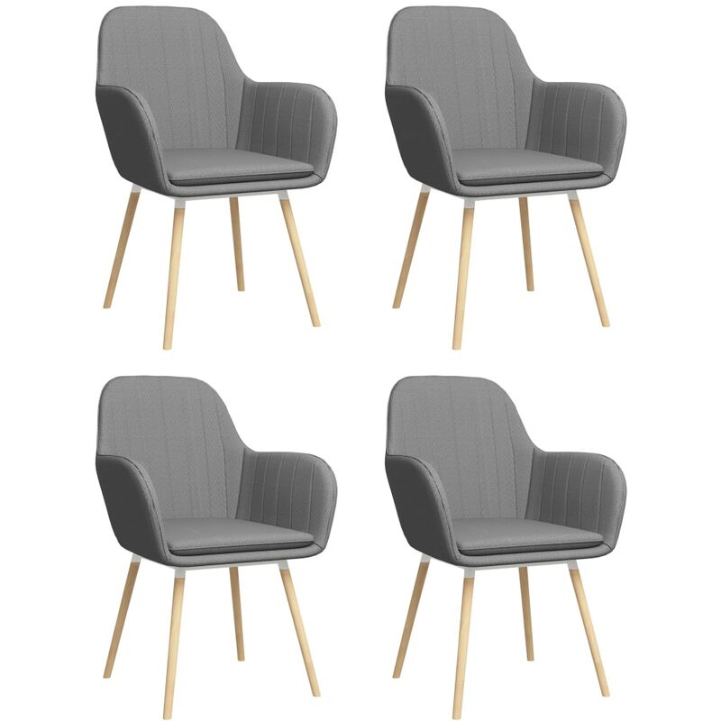 

Sillas de comedor con reposabrazos 4 unidades tela gris claro