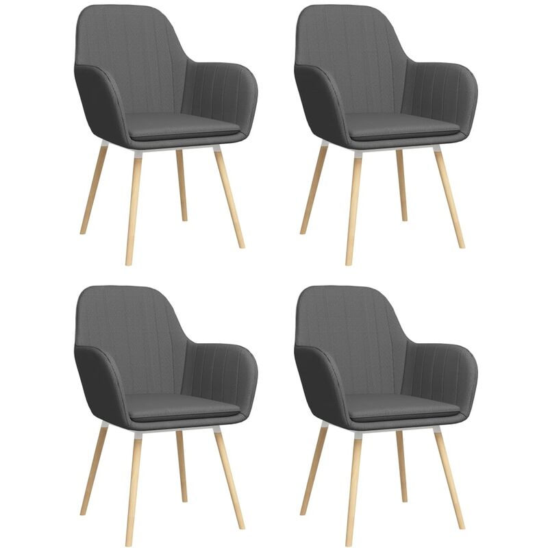 

Sillas de comedor con reposabrazos 4 unidades tela gris oscuro