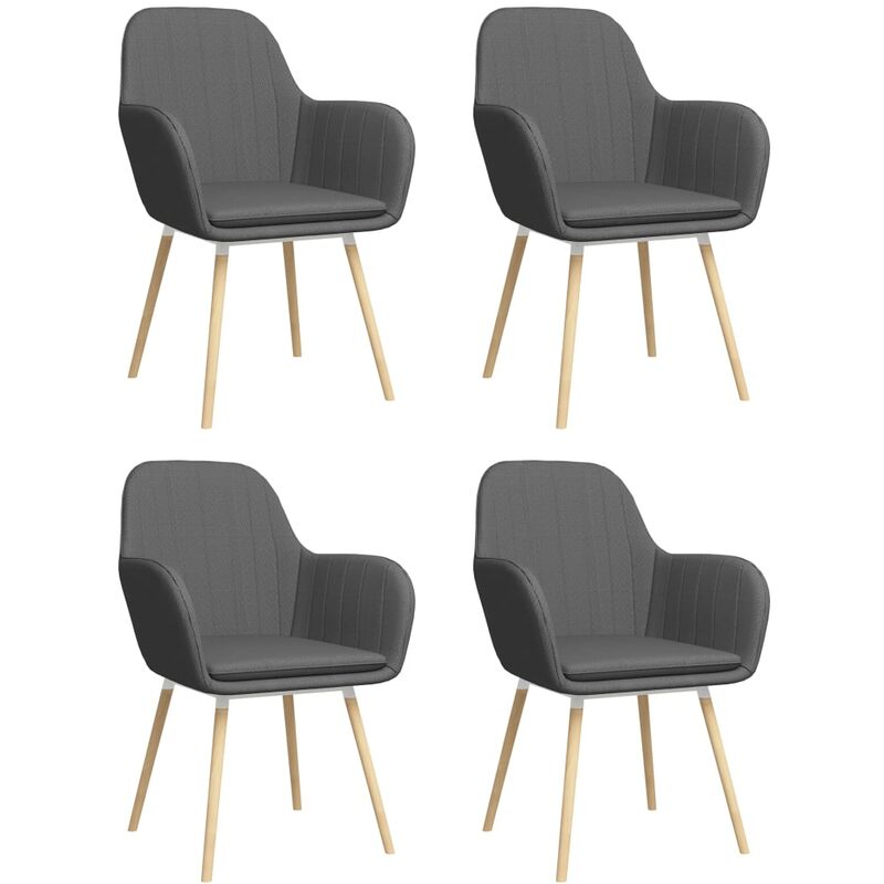 

Sillas de comedor con reposabrazos 4 unidades tela gris oscuro