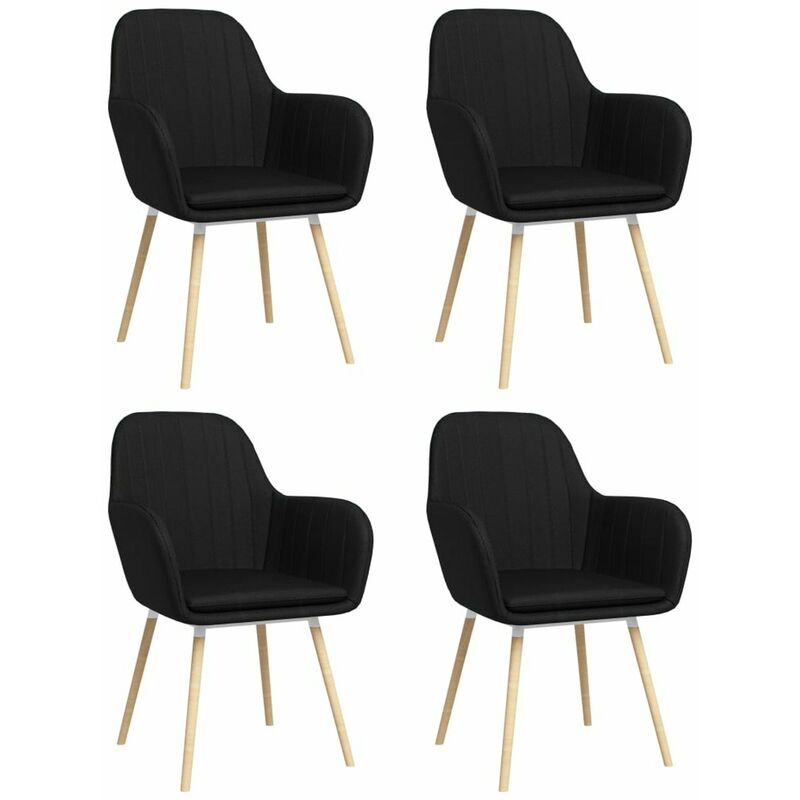 

Sillas de comedor con reposabrazos 4 unidades tela negra