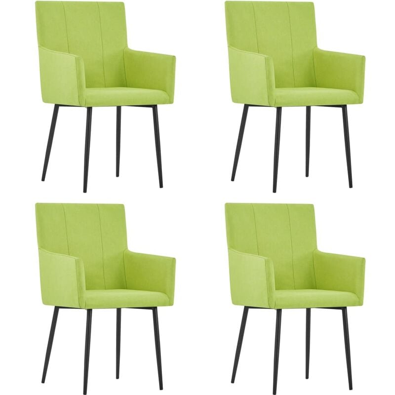 

Sillas de comedor con reposabrazos 4 unidades tela verde