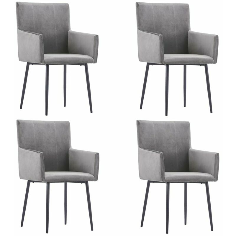 

Happyshopping - Sillas de comedor con reposabrazos 4 unidades terciopelo gris