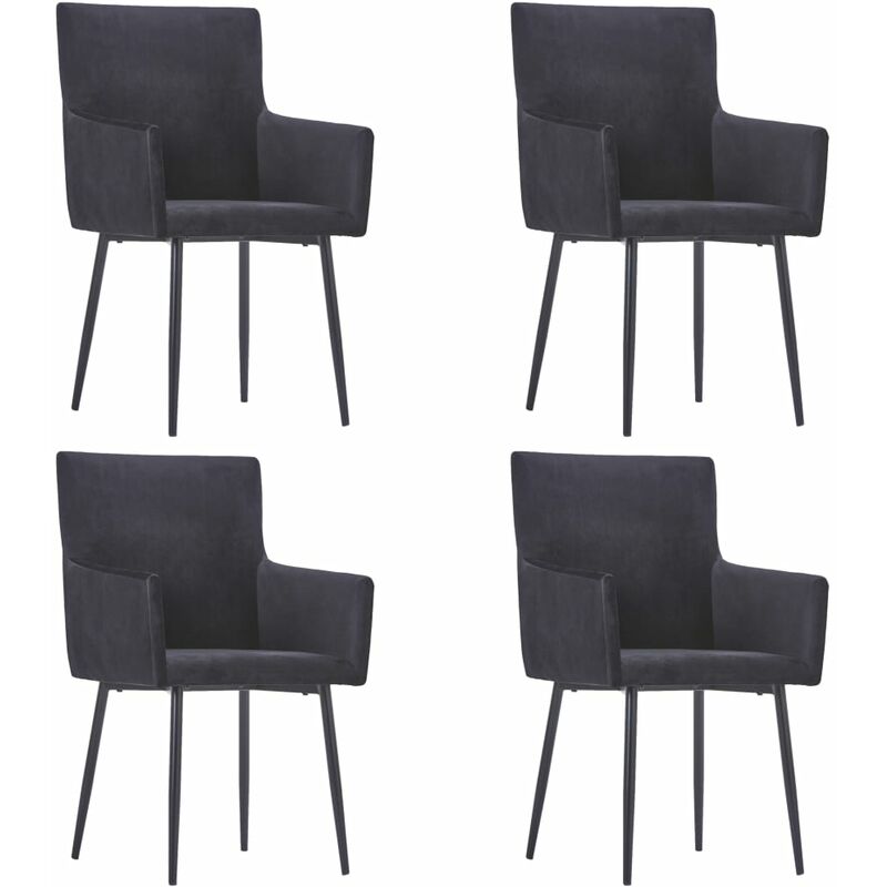 

Sillas de comedor con reposabrazos 4 unidades terciopelo negro