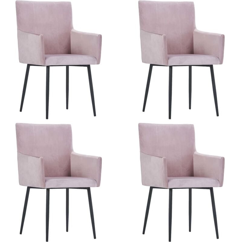 

Sillas de comedor con reposabrazos 4 unidades terciopelo rosa