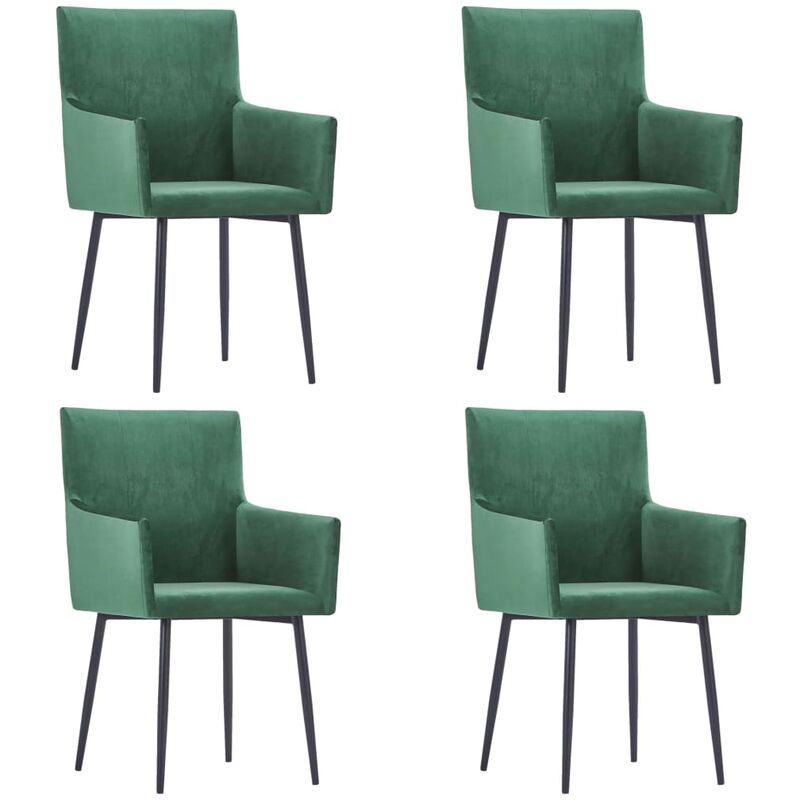 

Sillas de comedor con reposabrazos 4 unidades terciopelo verde