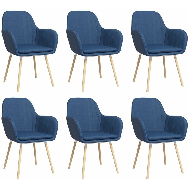 

Sillas de comedor con reposabrazos 6 unidades tela azul