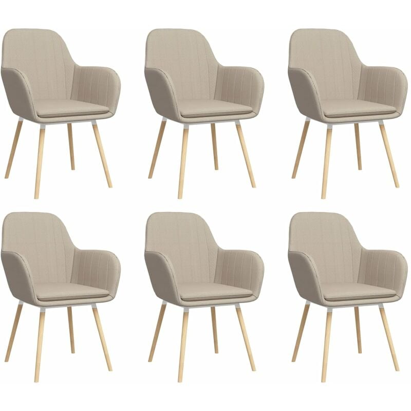 

BHD - Sillas de comedor con reposabrazos 6 unidades tela color crema