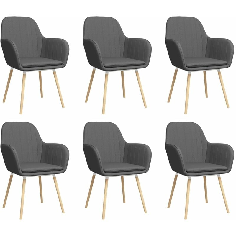 

Happyshopping - Sillas de comedor con reposabrazos 6 unidades tela gris oscuro