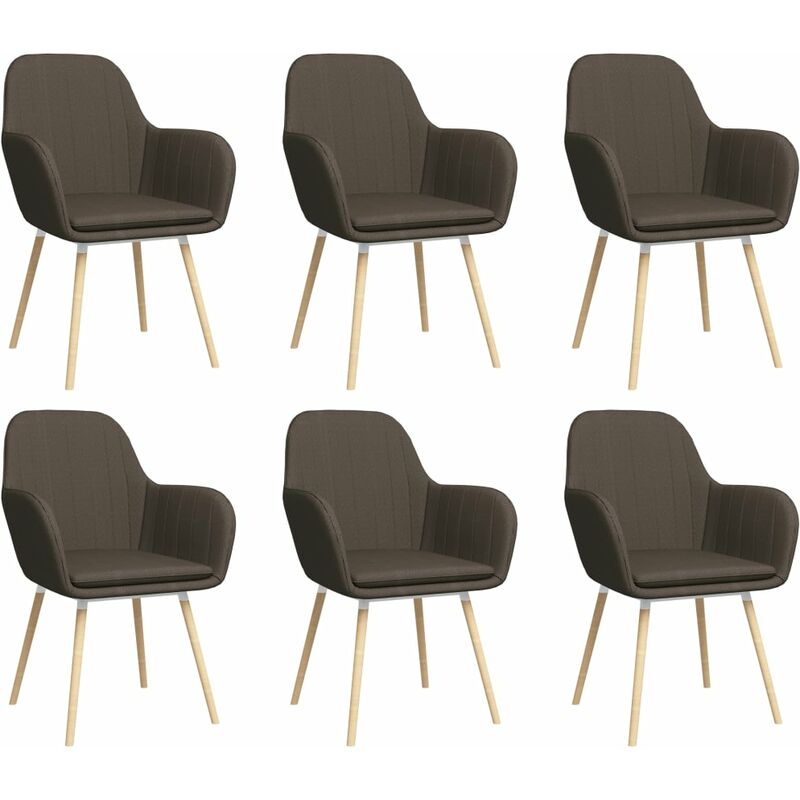 

BHD - Sillas de comedor con reposabrazos 6 unidades tela gris topo