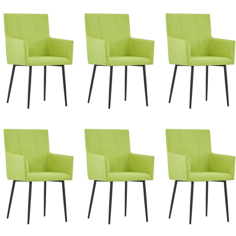 

Sillas de comedor con reposabrazos 6 unidades tela verde
