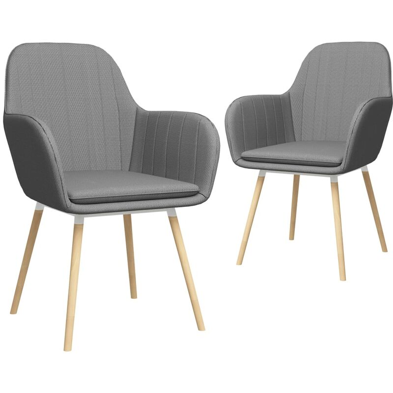 

vidaXL Sillas de Comedor con Reposabrazos 2 Unidades Tela Gris Claro - Gris