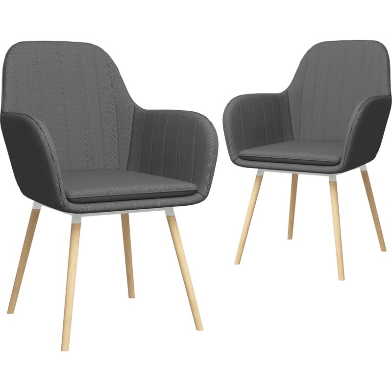 

vidaXL Sillas de Comedor con Reposabrazos 2 Unidades Tela Gris Oscuro - Gris