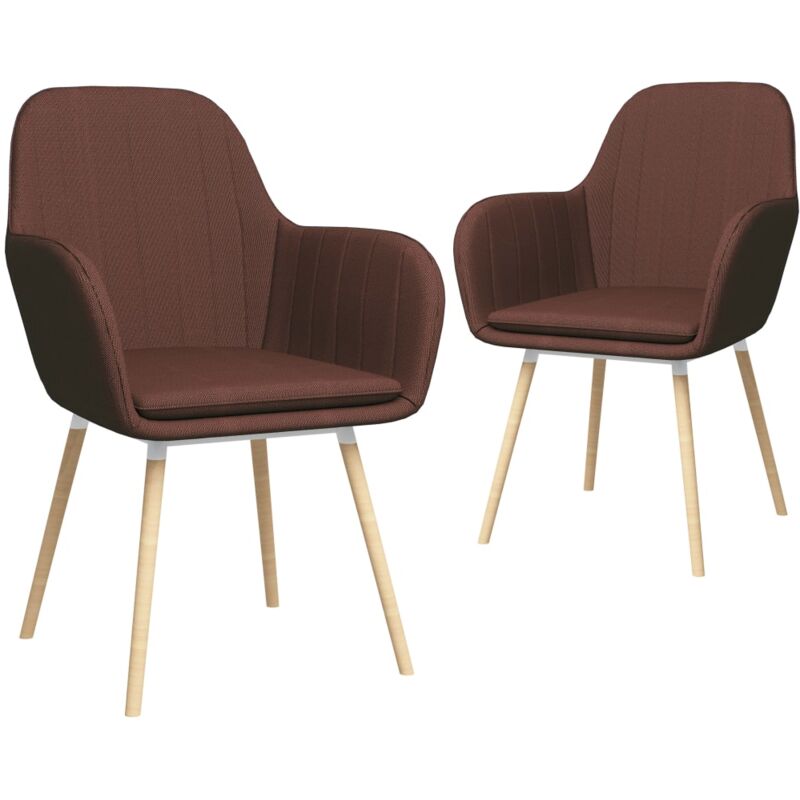 

vidaXL Sillas de Comedor con Reposabrazos 2 Unidades Tela Marrón - Marrón