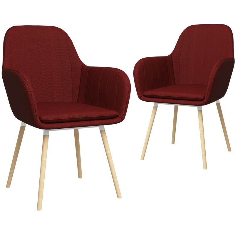 

vidaXL Sillas de Comedor con Reposabrazos 2 Unidades Tela Rojo Vino - Rojo
