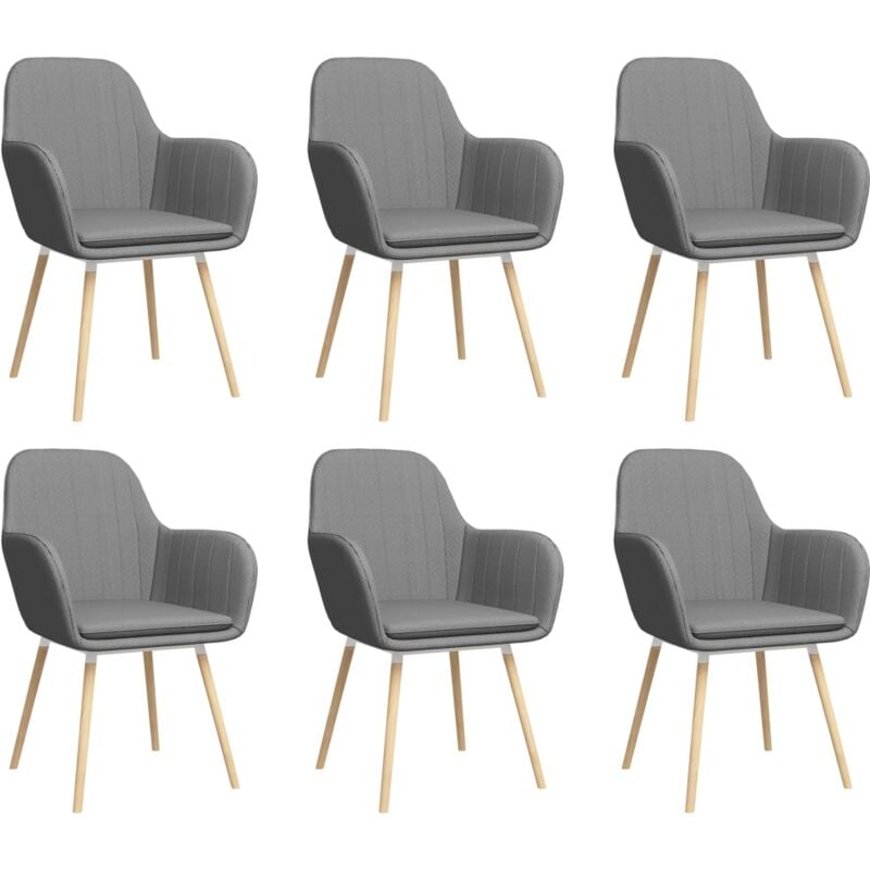 

Sillas de Comedor con Reposabrazos 6 Unidades Tela Gris Claro - Gris - Vidaxl